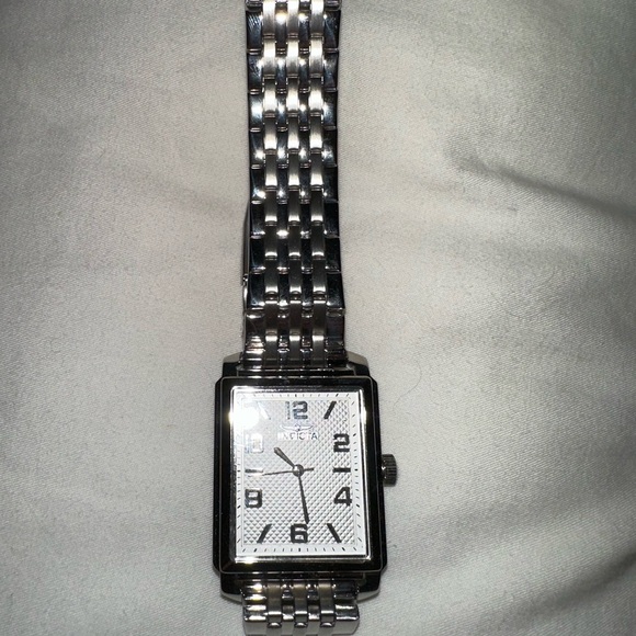 Invicta Silver Rectangular Watch with White Dial - Picture 1 of 1